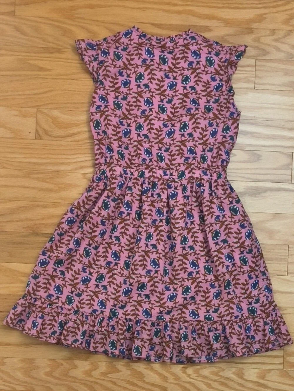 Crewcuts Flutter Sleeve Floral Button-Front Ruffle Dress Size 12 EUC
